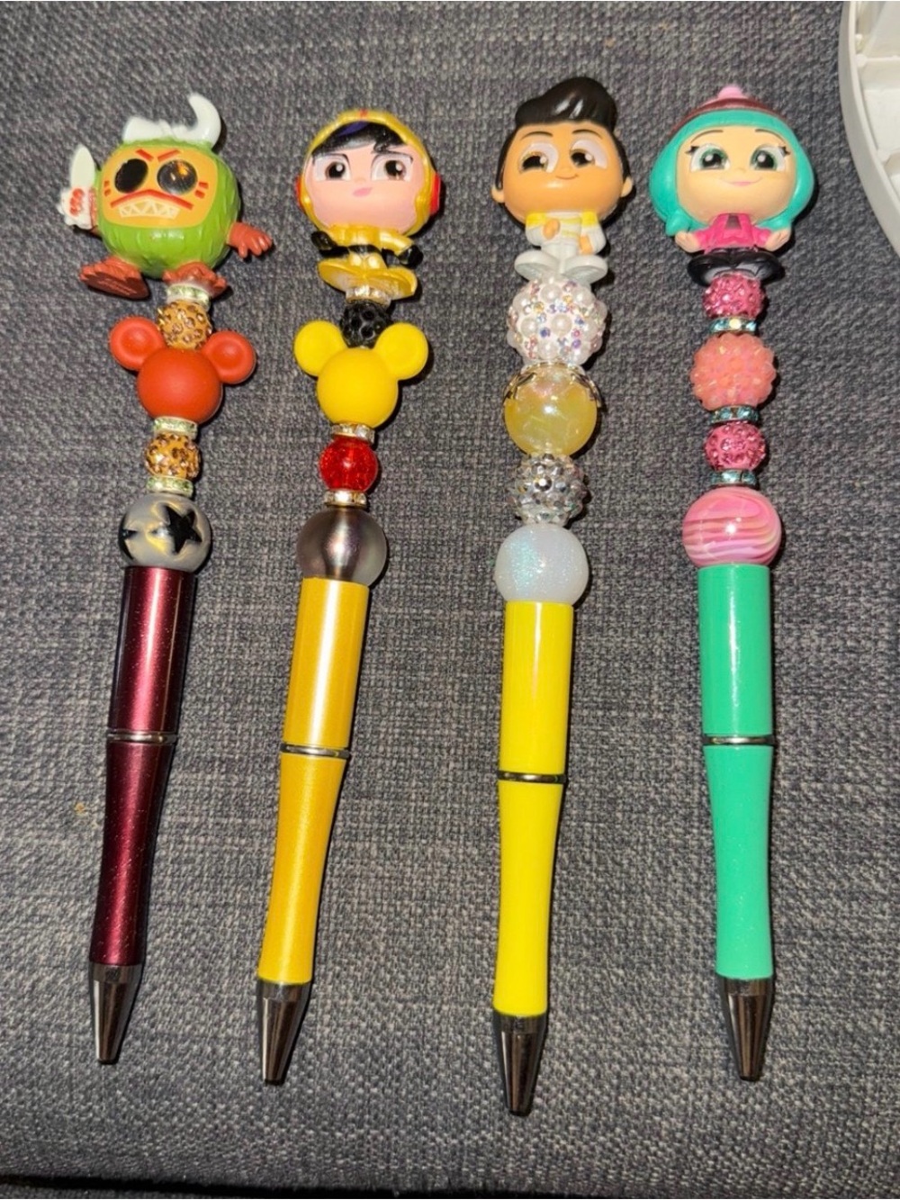 Novelty Kids Character Bead Pens - Yellow, Teal, Maroon, and Multi